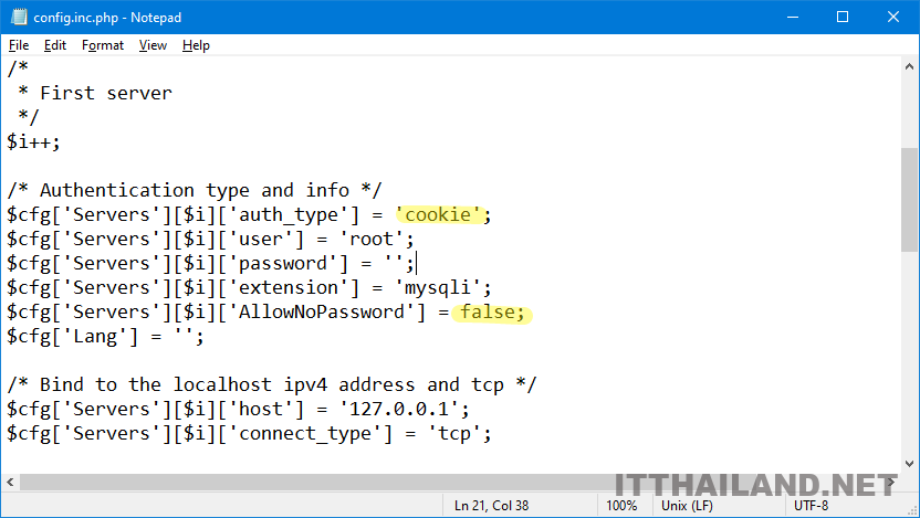 Enable login phpmyadmin on Xampp 5
