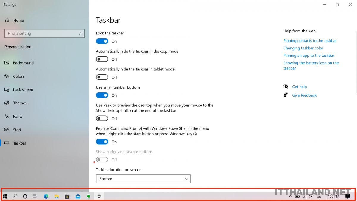 ปรับขนาด Taskbar Windows 10 ให้เล็กลง 1 ปรับขนาด Taskbar Windows 10 ให้เล็กลง 1