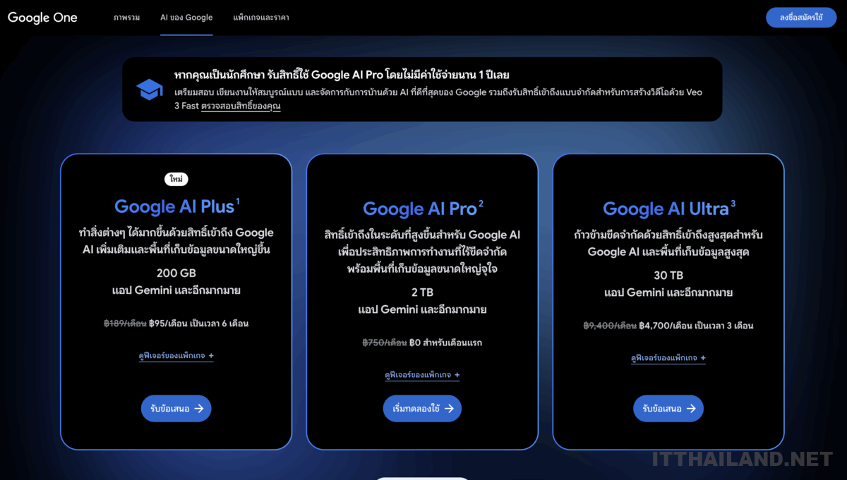 Google AI Plus เปิดตัวในไทย ราคา 189 บาท/เดือน ถูกกว่า Google AI Pro ถึง 4 เท่า 1 Google AI Plus .png